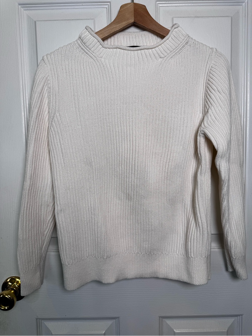 J.Crew Rollneck 100% Cotton Ribbed Sweater Ivory Cream Medium Classic Capsule